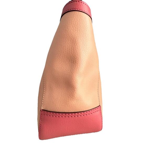 New Coach Leather Tote 27 Bag Pink Peach Blush C5775 Horse Carriage Colorblock - Picture 11 of 16